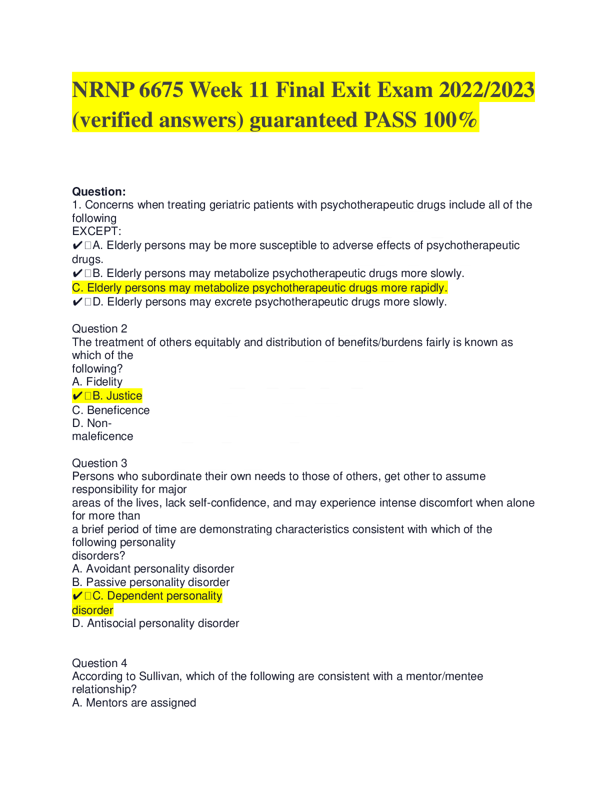 NRNP 6675 Week 11 Final Exit Exam 2022/2023 (verified answers) guaranteed PASS 100 Browsegrades